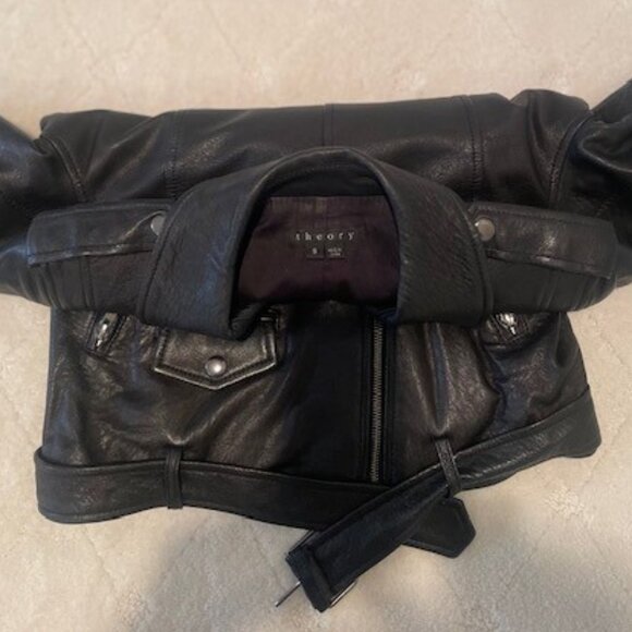 Theory Buttery Soft Leather Moto Jacket - Sz Small - Picture 10 of 15
